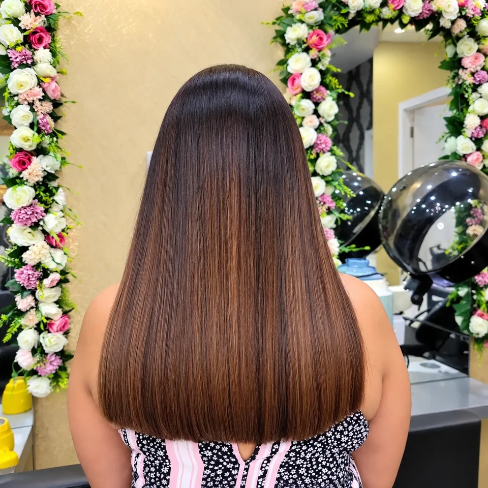 Smooth straight brunette hair